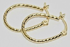 9CT YELLOW GOLD & SILVER LADIES OVAL HOOP CREOLE EARRINGS -