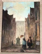 S. Cavall Oil painting, English street scene