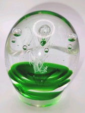 Vintage Kenleys Glass Paperweight Green and White  Active Galaxy c1999