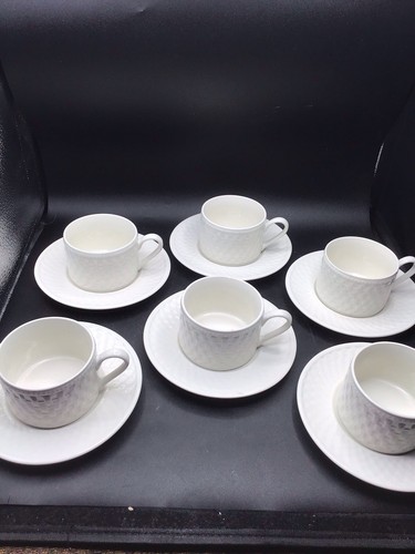 White set cups saucers - set,