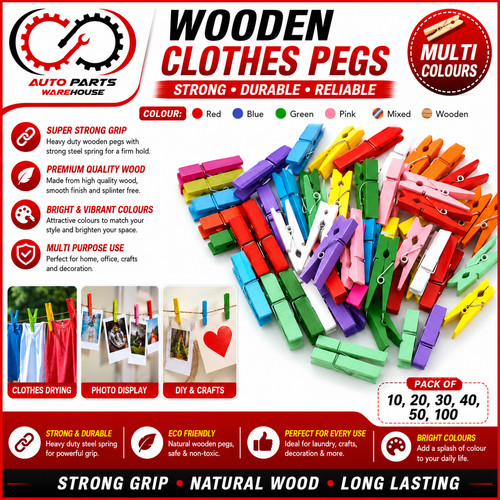 Heavy duty wooden clothes - duty, pegs
