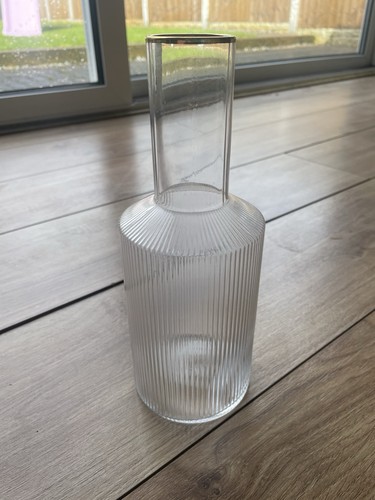 Ribbed glass vase gold - vase,
