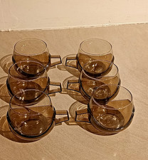 6 vintage smoked glass coffee