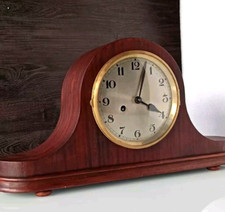 Large Antique 1920s German Metzner & Co Constantia Mahogany Chiming Mantel Clock