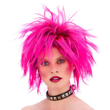 Bright Pink 80s Punk Wig
