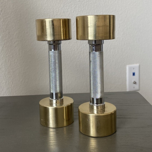 Vintage solid brass dumbbells - solid,