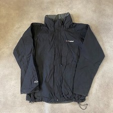 Berghaus Rain Jacket Mens Medium AQ2 Full-Zip Windbreaker Coat, Black