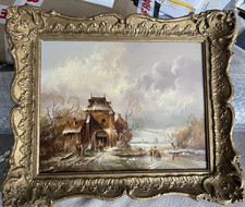 W. Van Groot Winter Scene Oil On Canvas