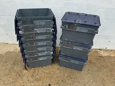 10 x 24ltr Heavy Duty Plastic Storage Tote Boxes 40 x 30 x 25cm ALC Folding Lid