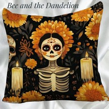 Day of the Dead Skull and Candles Halloween Cushion COVER 45 X 45CMS