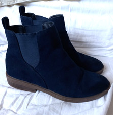 MARKS & SPENCER M&S Blue Faux Suede Slip-On Chelsea Boots Size 6