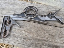 Vintage the L.S.S. Co (starret) no 7 combination square with rare stops on ruler