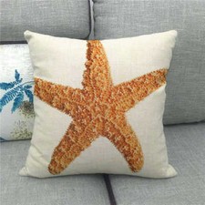 Nautical Coastal Throw Pillow Covers Ocean Beach Seashell Starfish Cushion Case