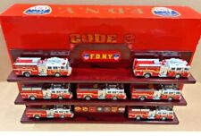 Code 3 FDNY Squad Set of 7 Seagrave 1/64 Fire Engine Truck w/ Display Shelf MINT