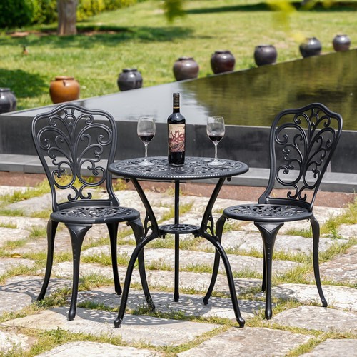 Black patio set piece - black,
