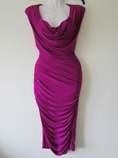 JOLABY SIZE XS PURPLE PINK STRETCH 8 10 RUCHED WEDDING MIDI LONG BODYCON COWL
