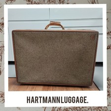 Vintage Hartmann Large Tweed Suitcase Luggage Leather Belting, with washbag Vgvc