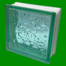 Green bubbles glass block - green,