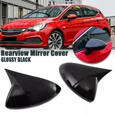 PAIR DOOR WING MIRROR COVER CAPS GLOSS BLACK FOR VAUXHALL OPEL ASTRA K 2015-2021
