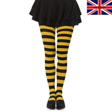 Womens Coloured Striped Fun Tights Football Fancy Dress Party Colourful UK 6-12