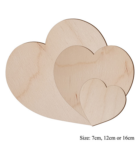 Wooden heart shapes 7cm 12cm - wooden,