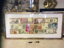 Framed world currency money