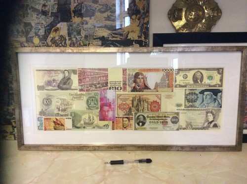 Framed world currency - , money