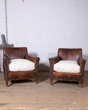 Pair of Antique Leather Club