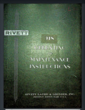 Rivett 918 Lathe Owner & Parts Manual 39 pages Model year 1941 comb bound