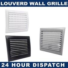 External Vent Cover Slim Louvred Wall Grille & Fly Screen White Brown Grey Black
