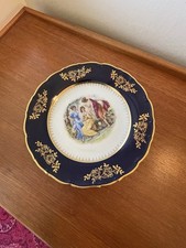 VINTAGE FINE PORCELAIN PLATE CZECHOSLOVAKIA EPIAG D F CARLSBAD COBALT 
