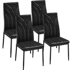 Dining Chairs Set of 4 Faux Leather Kitchen Chairs with Petal Accented Back B
