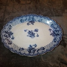 Chatsworth Burslem Blue Floral Platter – G. & Sons – Antique Staffordshire