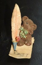 Teddy Bear with Writing Quill Ornament I Love Y on parchment