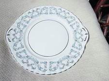 VINTAGE ELEGANT SILVERED TAB HANDLE CAKE PLATE ROYAL STAFFORD HARMONY EX COND