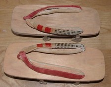 VINTAGE KIRI WOOD WOMENS GETA GEISHA SANDALS COSPLAY SHOE