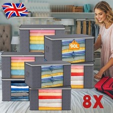 4/8 Clothes Storage Bags With Zips Bedroom Large Collapsible Storage Box Bedding