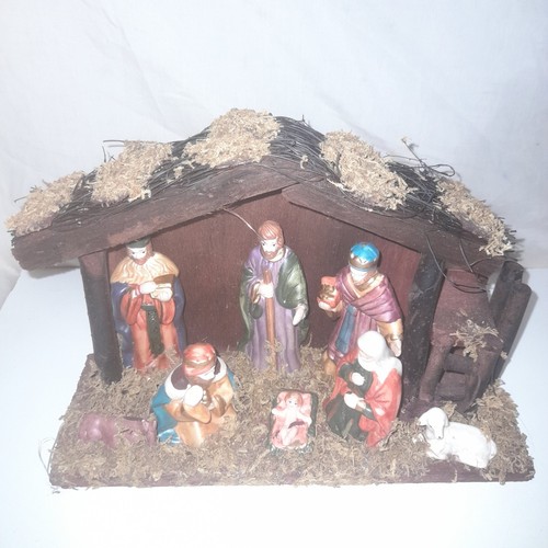 Nativity scene wooden stable - nativity,