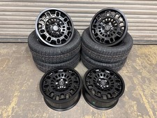 VW Transporter T5 T6 17” Wheels & Tyres Axe EX38 Satin Black Swamper 235/65R17