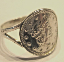 STERLING SILVER  REPLICA  TALLAR COIN RING SIZE P