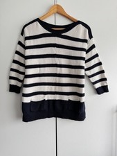 Laura Ashley Essentials Navy White Striped Knitted Sweater Jumper Womens Size 12