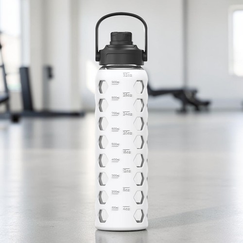 Glass water bottle hydraglazic - water,