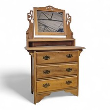 Antique satinwood walnut vanity chest of drawers - dressing table