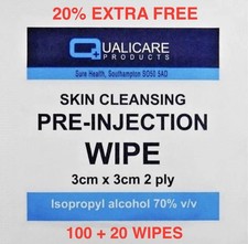120 Alcohol Wipes. Sterile Antiseptic Skin Pads Pre Injection Sterilised Swabs