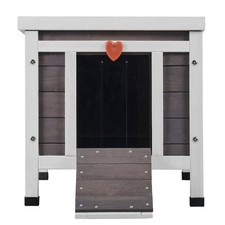 Uimoso Outdoor Cat House Wooden Feral Cat Shelter with Roof & PVC Door Flaps