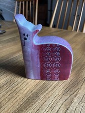 Pink Cat dog Figurine Ceramic