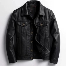 Men real leather trucker - real,