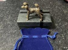 Lucky Miniature Brass Poodle Statue Collectable Pouch Pets Ornaments, Gift Box