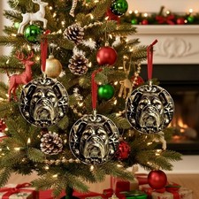 3x bronzed gold effect english bulldog tree  Decoration Christmas Tree Baubles