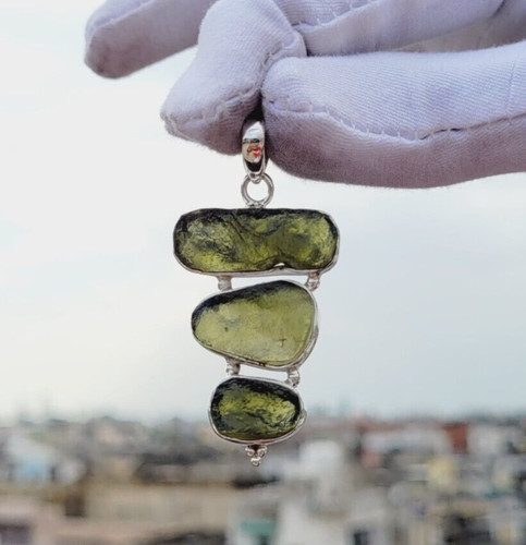 Moldavite pendant 925 silver - moldavite,